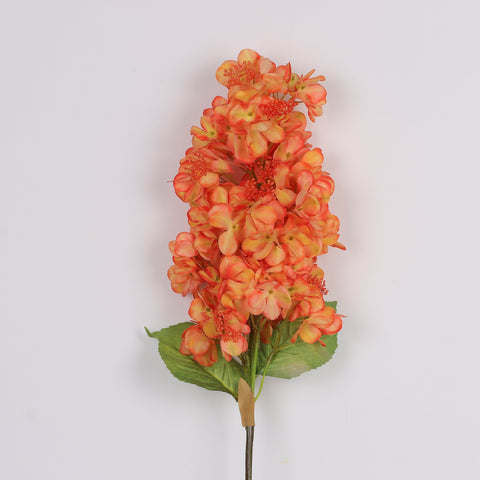 Deluxe Cream Orange Artificial Cone Hydrangea Flower Stem Spray - Faux Floral Decor for Home, Office, Wedding, Event | Wholesale Available