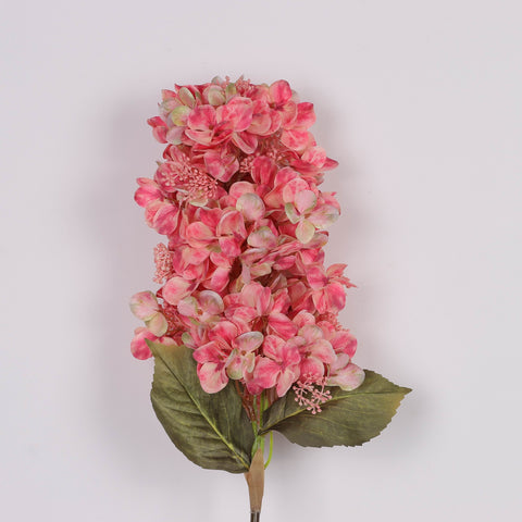Blossom Pink Green Artificial Cone Hydrangea Flower Stem Spray – Faux Floral Decor for Home, Office, Wedding, Event | Wholesale Flowers Available