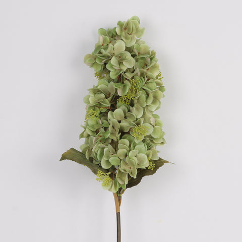 Light Green Artificial Cone Hydrangea Flower Stem Spray - Faux Floral Decor for Home, Office, Wedding, Event | Wholesale Available