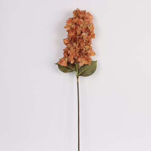 Rust Orange Artificial Cone Hydrangea Flower Stem Spray - Faux Floral Decor for Home, Office, Wedding, Event | Wholesale Available