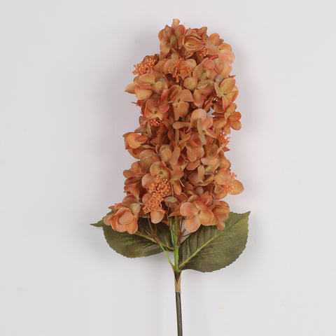 Rust Orange Artificial Cone Hydrangea Flower Stem Spray - Faux Floral Decor for Home, Office, Wedding, Event | Wholesale Available