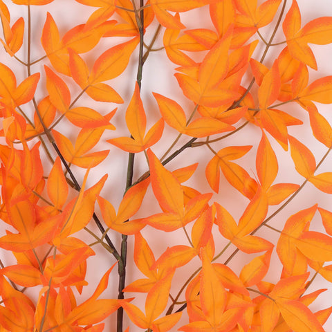 Vibrant Orange Artificial Maple Leaf Spray: Bright Faux Foliage for Fall Decor in Delta BC | Wholesale Available