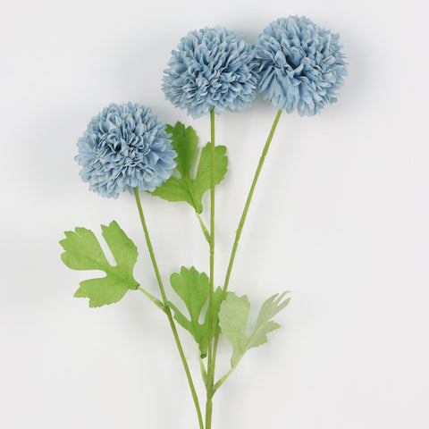 Serene Blue Artificial Chrysanthemum Flower Stem – Calming Faux Floral Décor for Home, Office, Wedding, Event | Wholesale Available