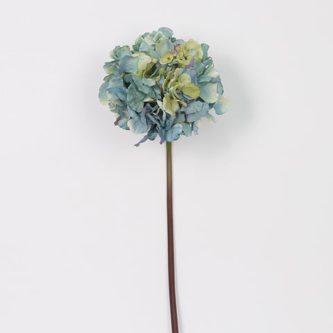 Artificial Blue Hydrangea Stem with Yellow Textured Blooms for Elegant Decor