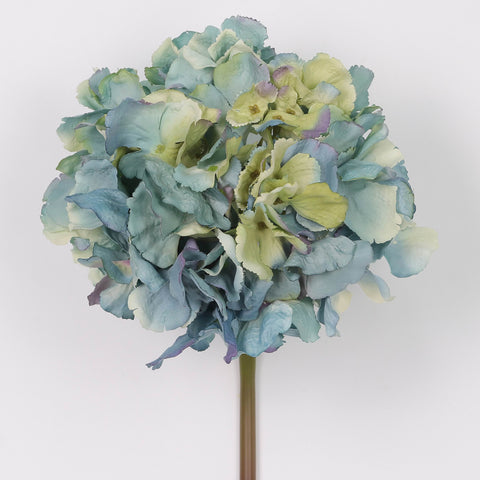 Artificial Blue Hydrangea Stem with Yellow Textured Blooms for Elegant Decor