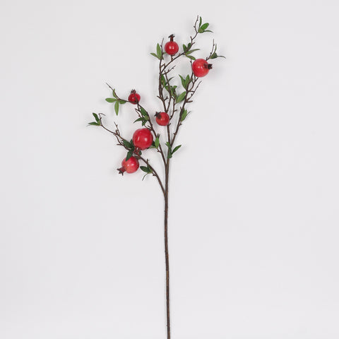 Vibrant Red Pomegranate Artificial Floral Stem for Home & Event Décor