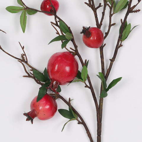 Vibrant Red Pomegranate Artificial Floral Stem for Home & Event Décor