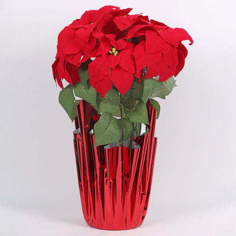 Poinsettia W/ Base | Christmas Decor | Festive Holiday Decoration