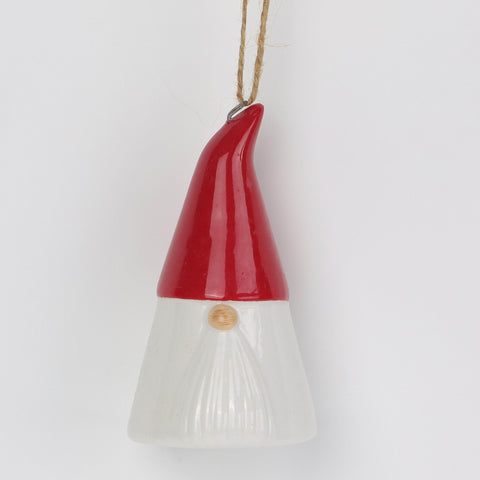 Ceramic Santa Gnome Ornament