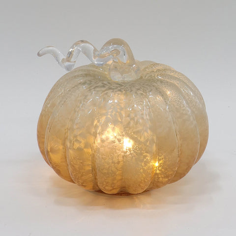 Sm Glass Pumpkin W/ Led