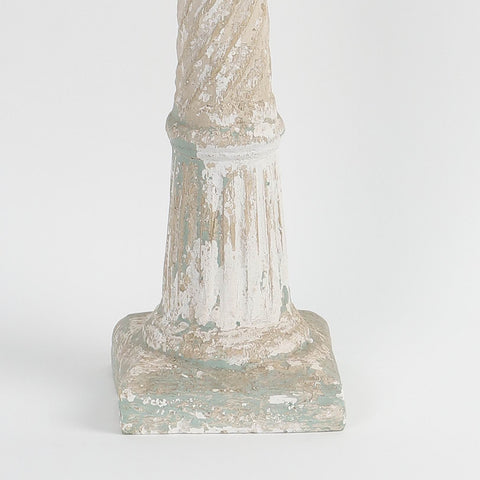 Roman Pillar Stone-Like Finish Candle Holder Décor - Decorative Rustic Tabletop Accent