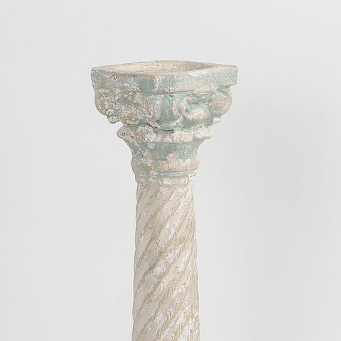 Roman Pillar Stone-Like Finish Candle Holder Décor - Decorative Rustic Tabletop Accent