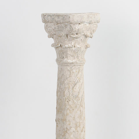 Roman Pillar Stone-Like Finish Candle Holder Décor - Decorative Rustic Tabletop Accent