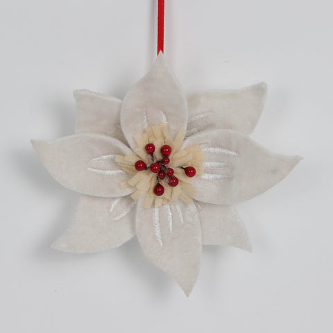 Christmas Ceramic Poinsettia Ornament