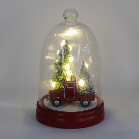 Christmas Glass Dome W/ Led Decor
