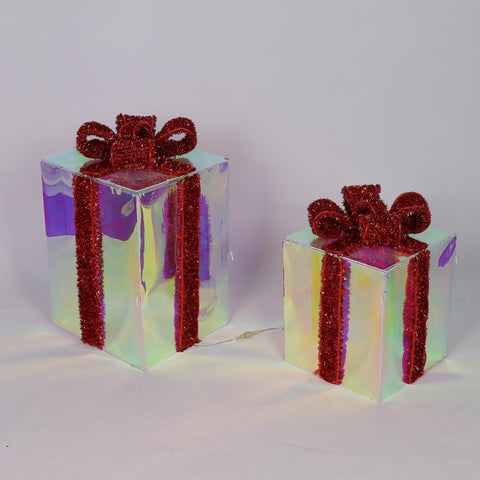 S/2 Pre-Lit Gift Boxes Décor