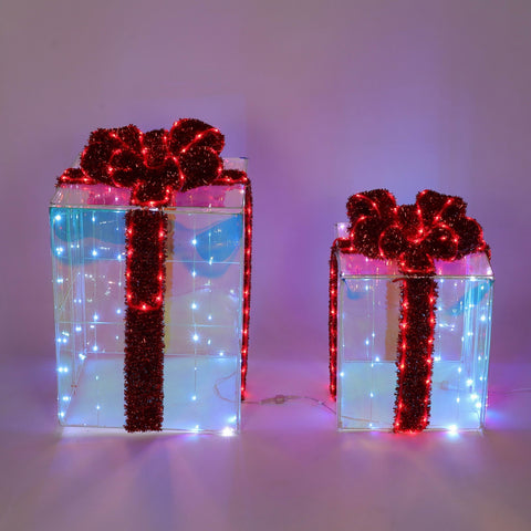 S/2 Pre-Lit Gift Boxes Décor