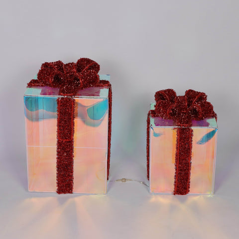 S/2 Pre-Lit Gift Boxes Décor