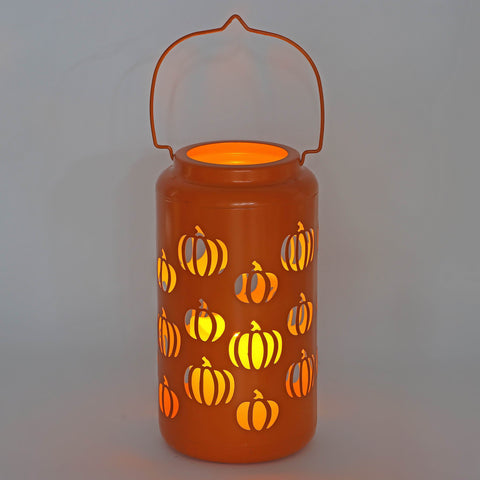 Fall Metak Lantern W/ Led Candle