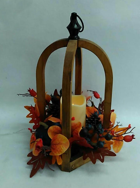 Fall Floral Lantern W/ Led Candle