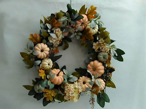 Fall Floral Pumpkins Wreath