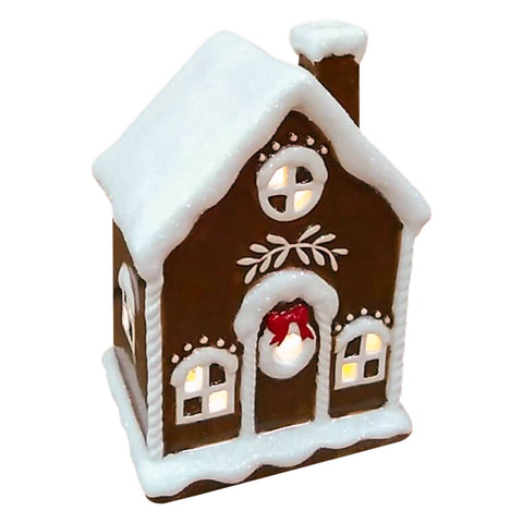 Ceramic Gingerbread House W/ Led
