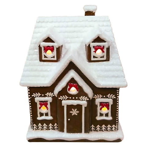 Ceramic Gingerbread House W/ Led