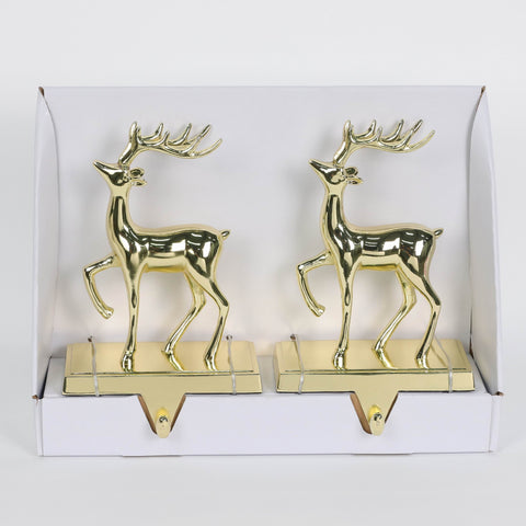S/2 Gold Deer Stocking Holder