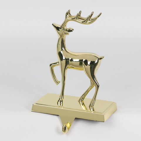 S/2 Gold Deer Stocking Holder