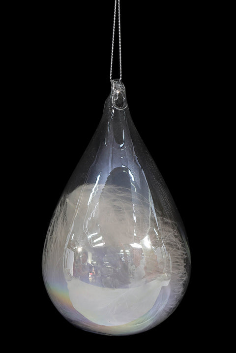 Lot de 2 pièces BLANC, ORNEMENT GOUTTE IRD FTHR