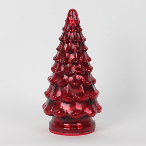Christmas 5.5*12.0*0.0''Red Glass Tree Décor W/Lite