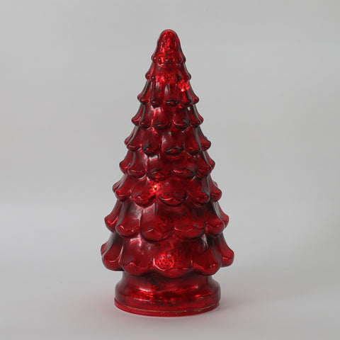 Christmas 5.5*12.0*0.0''Red Glass Tree Décor W/Lite