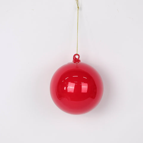 Red Shiny Finish Seamless Glass Christmas Ball Ornament - Holiday Décor