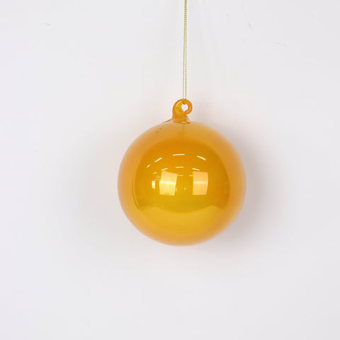 Yellow Shiny Finish Seamless Christmas Glass Ball Ornament - Holiday Décor