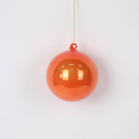 Orange Shiny Finish Seamless Christmas Glass Ball Ornament - Holiday Décor
