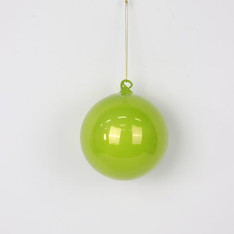 Green Shiny Finish Seamless Glass Christmas Ball Ornament - Holiday Déco