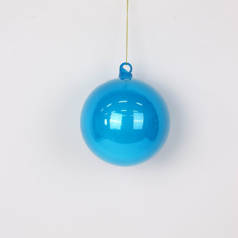 Blue Shiny Finish Seamless Glass Christmas Ball Ornament - Holiday Décor