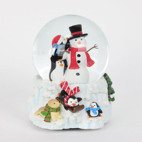 Dh Waterglobe Snowman & Penguin W/Music 100Mm