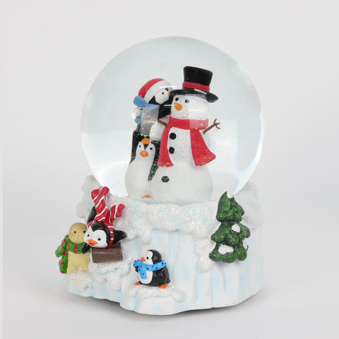 Dh Waterglobe Snowman & Penguin W/Music 100Mm