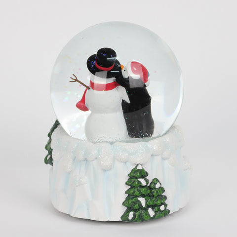Dh Waterglobe Snowman & Penguin W/Music 100Mm