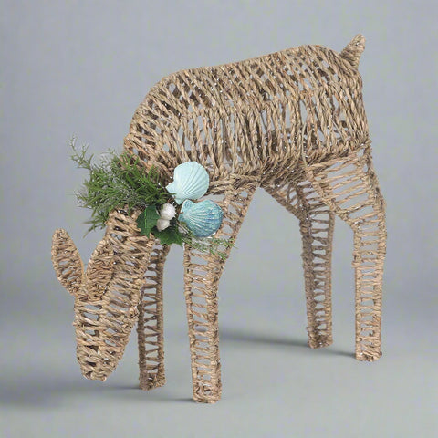 Christmas Coastal Grazing Reindeer Tabletop Décor with Webbing String