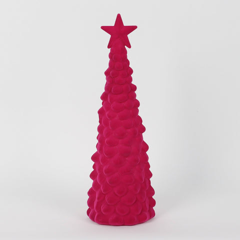Christmas 4.625*4.75*14.25''Red Flocking&Plastic Tree Décor