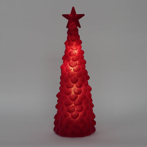Christmas 4.625*4.75*14.25''Red Flocking&Plastic Tree Décor