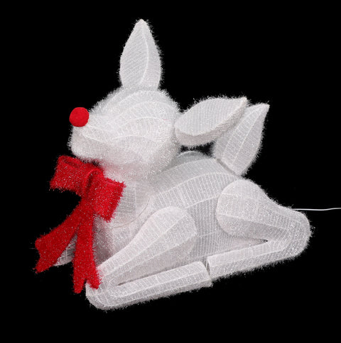 CHRISTMAS Set of 2 - 40in Red Bow Deer w/Lite