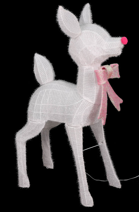 CHRISTMAS Set of 2 - 40in Pink Bow Deer w/Lite