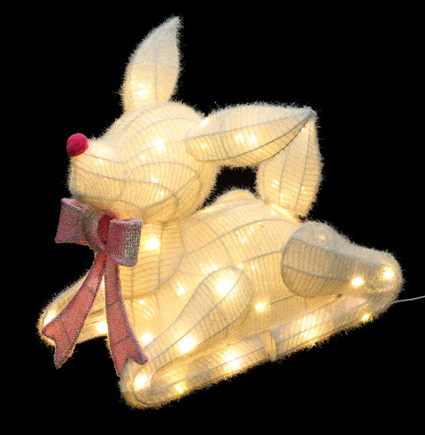 CHRISTMAS Set of 2 - 40in Pink Bow Deer w/Lite