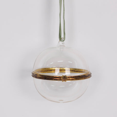 Clear Glass Christmas Ornament with Gold Accent