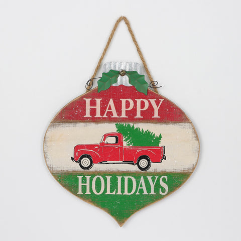 Christmas 14.5*0.375*15.625' 'Mdf Happy Holidays Sign Wall Hanger | Christmas Decor | Festive Holiday Decoration