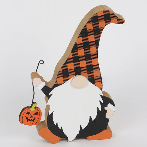 Halloween MDF Gnome Table Décor with Pumpkin
