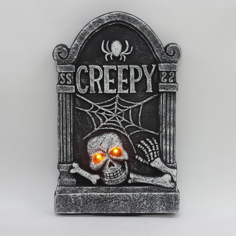 12.75*1.5*20.5'' Creepy Tombstone W/Lite Décor